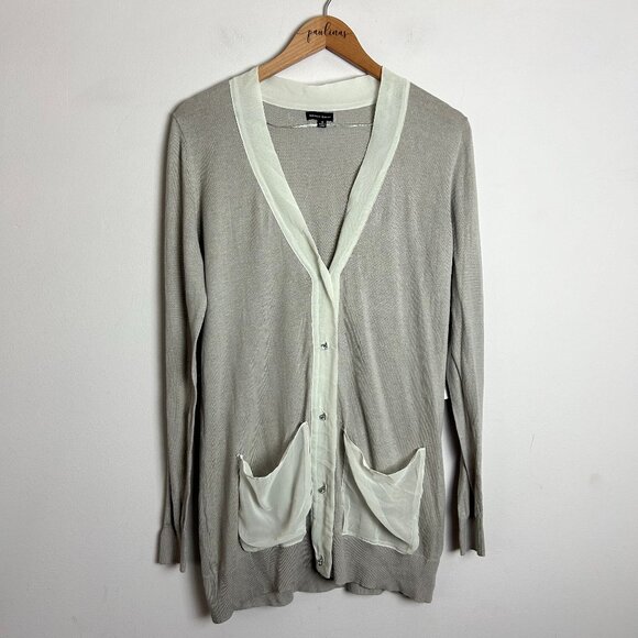 NWT Rebecca Elliot Taupe Gray Long Sleeve Cardigan Sweater Medium M - Picture 1 of 5